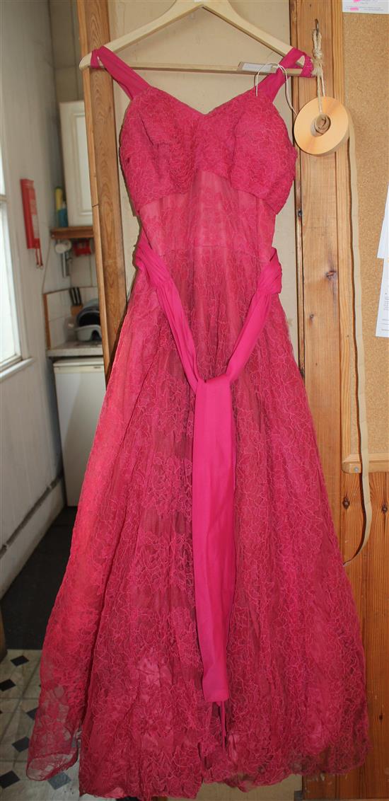 1950s pink lace gown